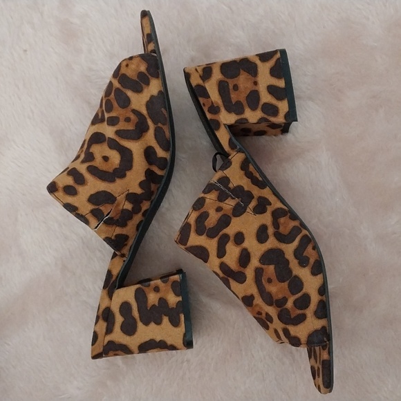 Papaya leopard print open toe block heel slip on mules shoes size 5 - Picture 4 of 7